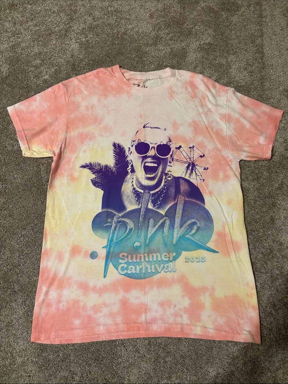 Pink Summer Carnival Concert Tee - Pink/Yellow/Blue